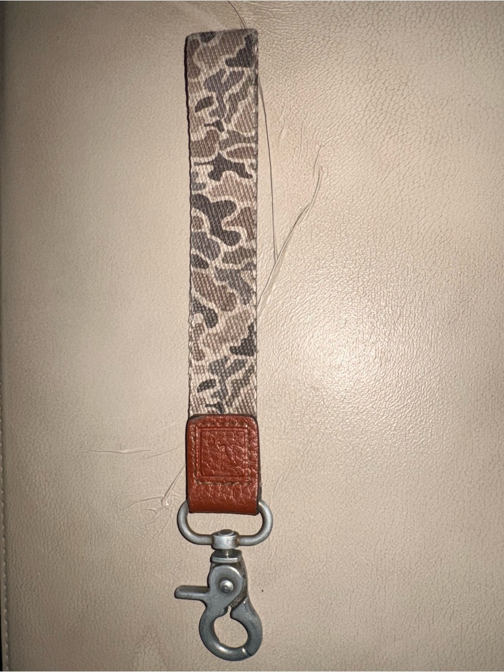 Camouflage Pattern Key Lanyard with Brown Leather Accent